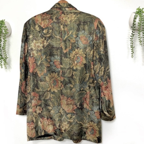 Vintage 80s Gold Jacquard Blazer – Size M - Picture 2 of 9